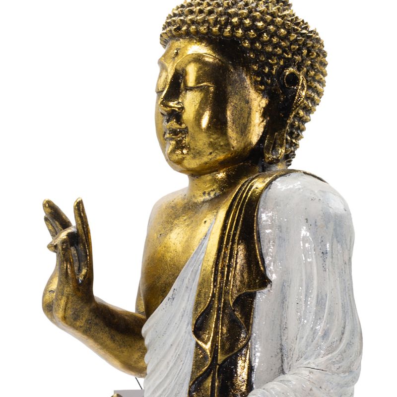 Buddha bianco e dorato - Extra grande 40 cm - Mudra Abhaya (Nessuna Paura)