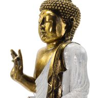 Buddha bianco e dorato - Extra grande 40 cm - Mudra Abhaya (Nessuna Paura)
