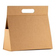 Scatola regalo pieghevole - Scatola con manico grande (28x12,5x26 cm) - Marrone Kraft