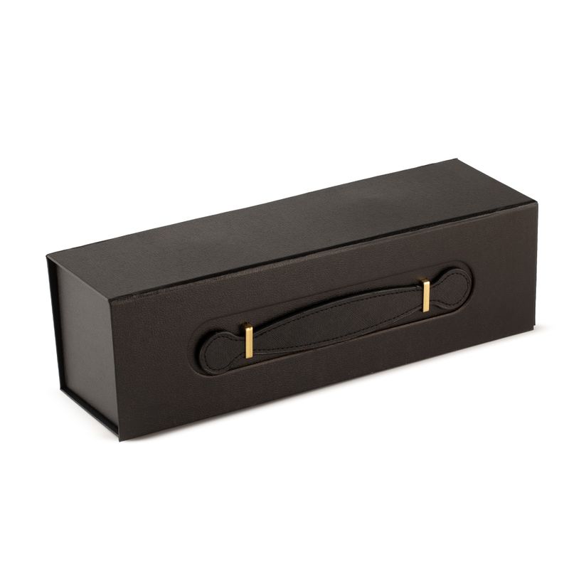 Scatola regalo pieghevole in formato piatto - Forma di scatola per vino (33,5x10x10,5 cm) - Nera