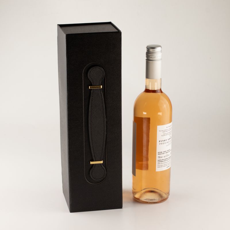 Scatola regalo pieghevole in formato piatto - Forma di scatola per vino (33,5x10x10,5 cm) - Nera