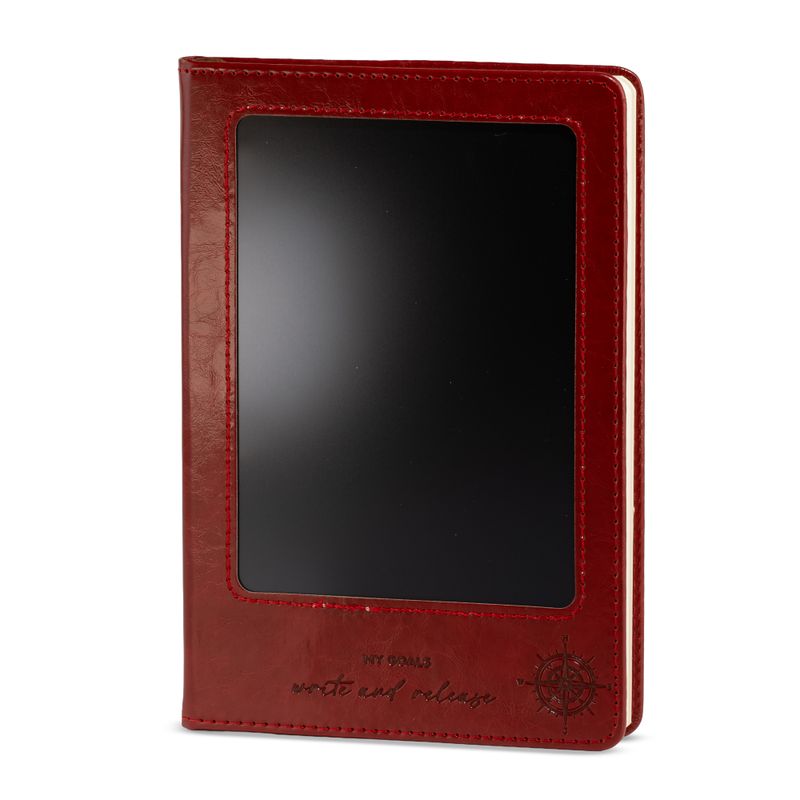 Quaderno delle intenzioni - Panno di pulizia per LCD - Effetto pelle rossa - Foglia di ottone - 80 fogli