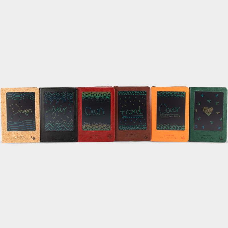 Quaderno delle intenzioni - Schermo per la pulizia LCD - Effetto pelle nera - Foglia di ottone - 80 fogli