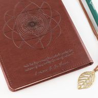 Quaderno delle intenzioni - Schermo LCD Wipe - Effetto pelle marrone - Foglia di ottone - 80 fogli