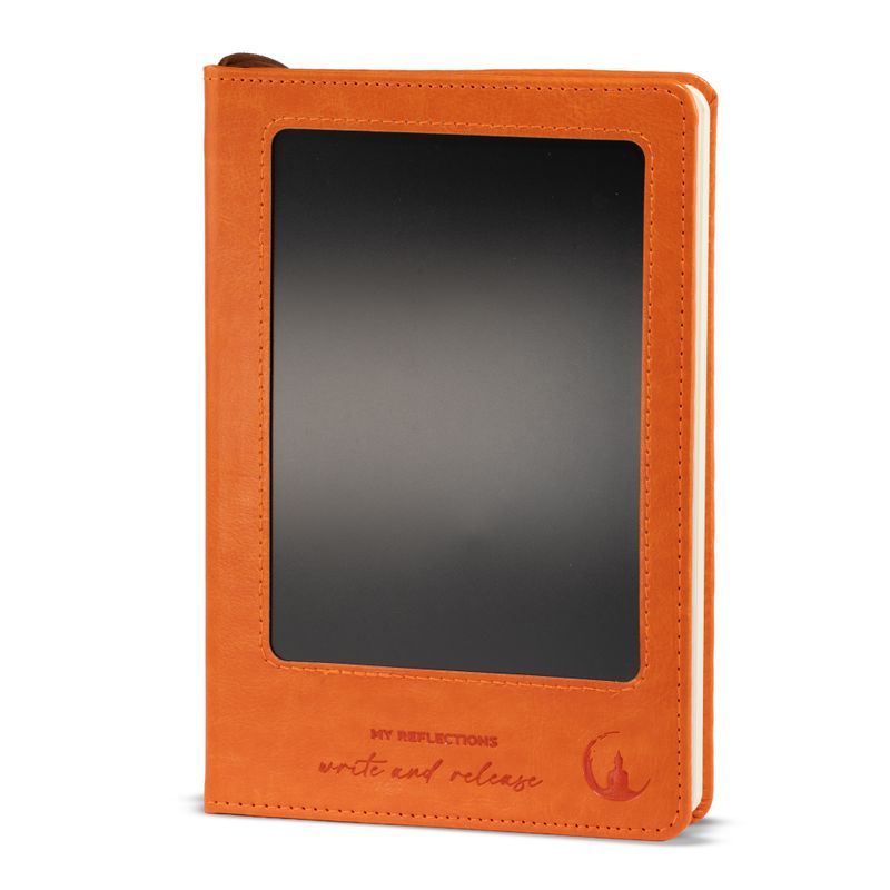 Quaderno delle intenzioni - Panno per pulire lo schermo LCD - Effetto pelle arancione - Foglia di ottone - 80 fogli