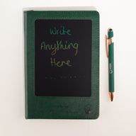 Quaderno delle intenzioni - Schermo LCD da pulire - Effetto pelle verde - Foglia di ottone - 80 fogli