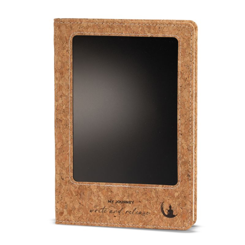Quaderno delle intenzioni - Schermo LCD da pulire - Effetto pelle di sughero - Foglia d'ottone - 80 fogli