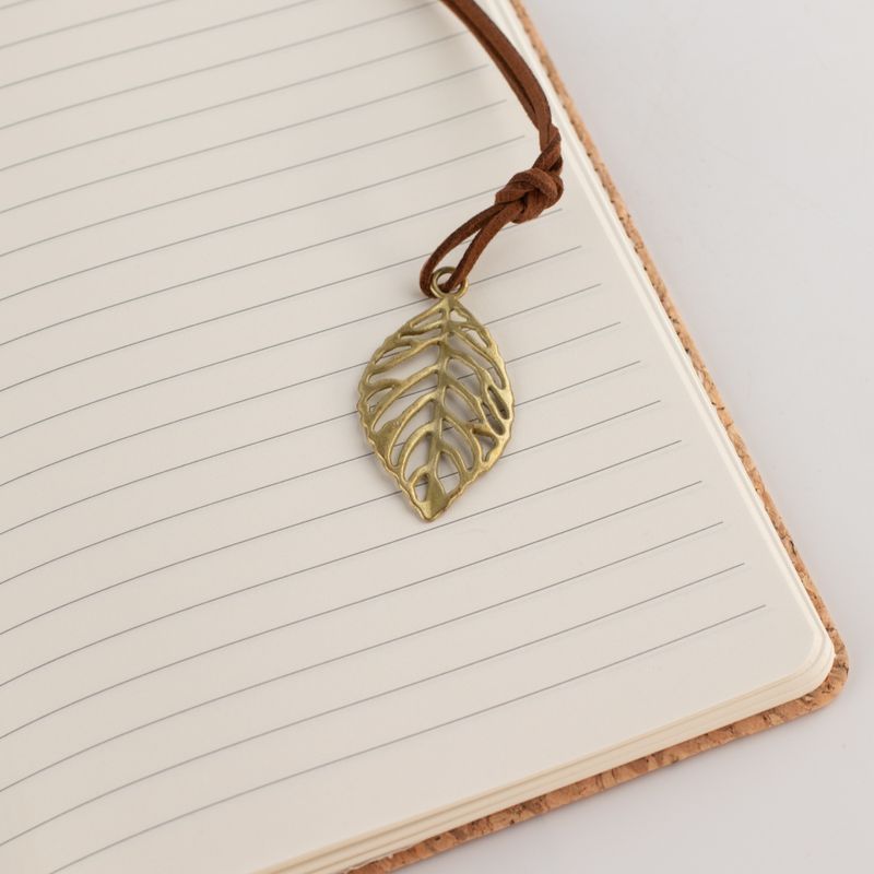 Quaderno delle intenzioni - Schermo LCD da pulire - Effetto pelle di sughero - Foglia d'ottone - 80 fogli