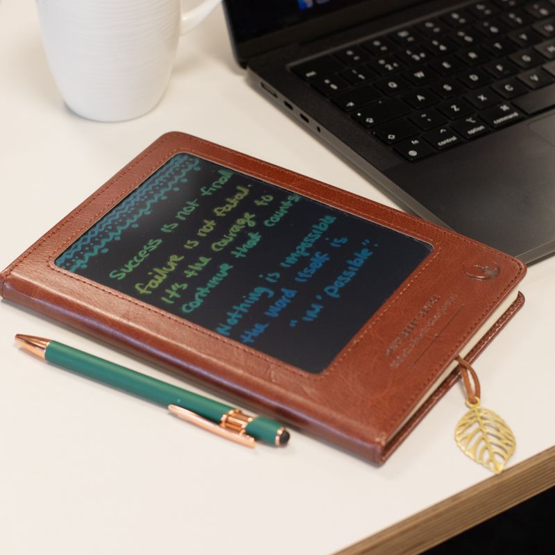 A5 Quaderno delle intenzioni - Schermo LCD da pulire - Effetto pelle nera - 80 fogli