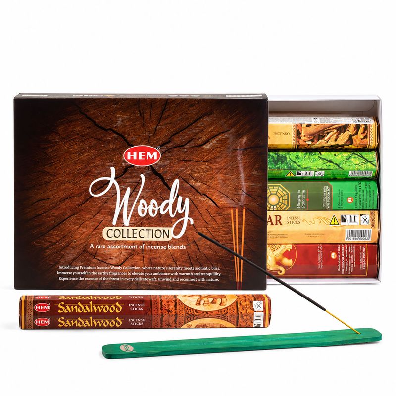 HEM Incenso Esagonale - Collezione Legnosa e Cattura Cenere (confezione assortita da 6)