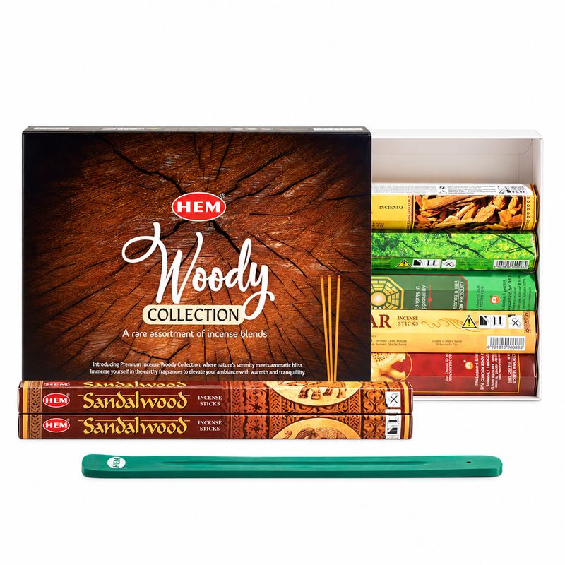 HEM Incenso Esagonale - Collezione Legnosa e Cattura Cenere (confezione assortita da 6)