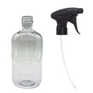 Flacone Boston in plastica trasparente da 500ml con tappo spray 28mm