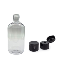 Flacone Boston in plastica trasparente da 500ml con tappo flip-top 28mm