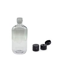 Flacone Boston in plastica trasparente da 250ml con tappo flip-top da 28mm