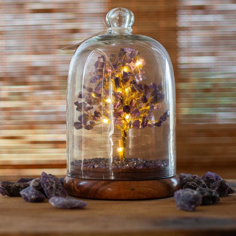 Giardino Zen con Cupola di Pietre Semipreziose - Ametista e Luci LED - 200 Pietre a Scaglia