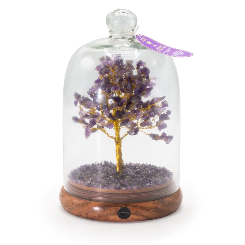 Giardino Zen con Cupola di Pietre Semipreziose - Ametista e Luci LED - 200 Pietre a Scaglia