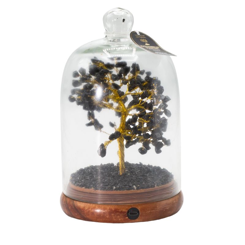 Giardino di Pietre Semipreziose sotto Cupola - Tormalina Nera e Luci LED - 200 Pietre