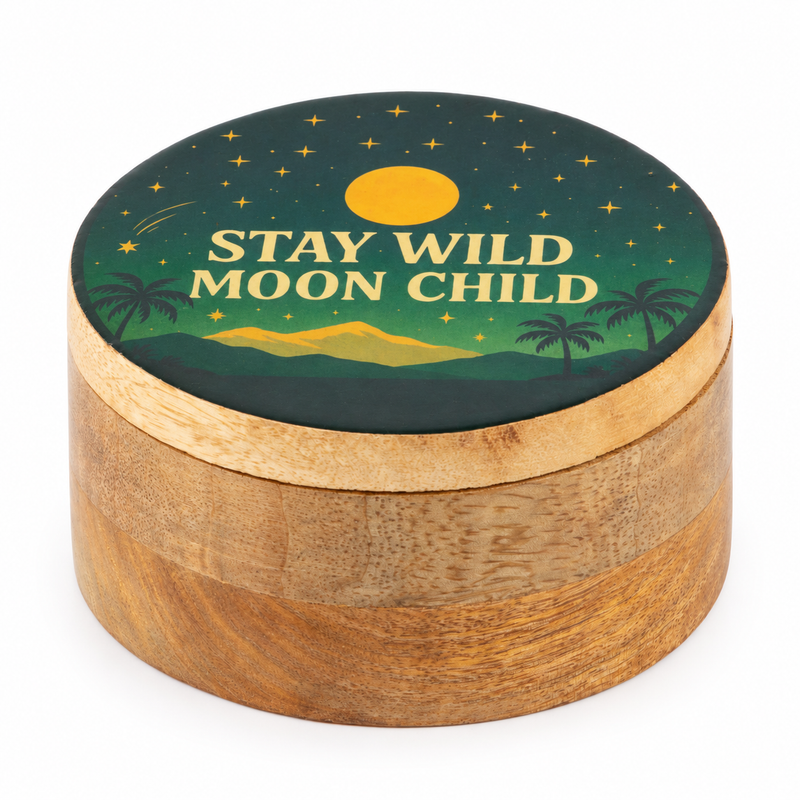 Scatola Rotonda Smaltata - Stay Wild Moon Child