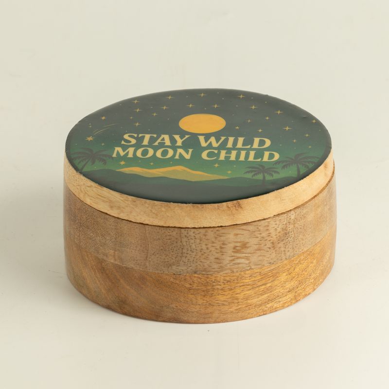 Scatola Rotonda Smaltata - Stay Wild Moon Child