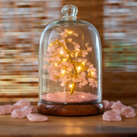 Giardino Zen con Cupola di Pietre Semipreziose - Quarzo Rosa e Luci LED - 200 Pietre a Scaglia
