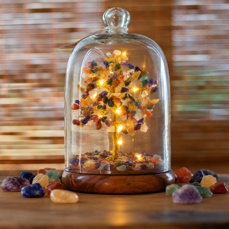 Giardino Zen con Cupola di Pietre Semipreziose - 7 Chakra e Luci LED - 200 Pietre