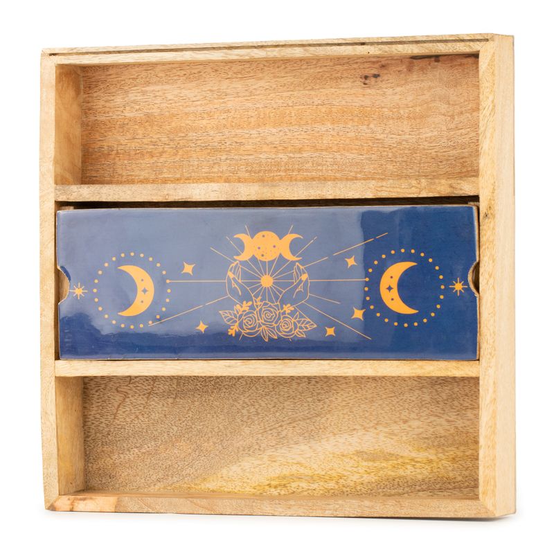 Vassoio per Tarocchi Fasi Lunari Blu con Porta Carte