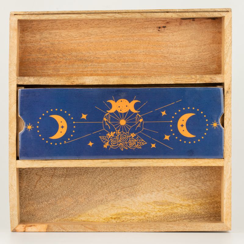 Vassoio per Tarocchi Fasi Lunari Blu con Porta Carte