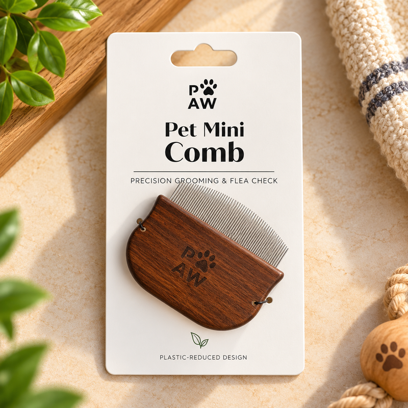 PAW Strumenti per la Toelettatura - Pettine Mini per Pulci e Zone Delicate - Noce