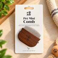 PAW Strumenti per la Toelettatura - Pettine Mini per Pulci e Zone Delicate - Noce
