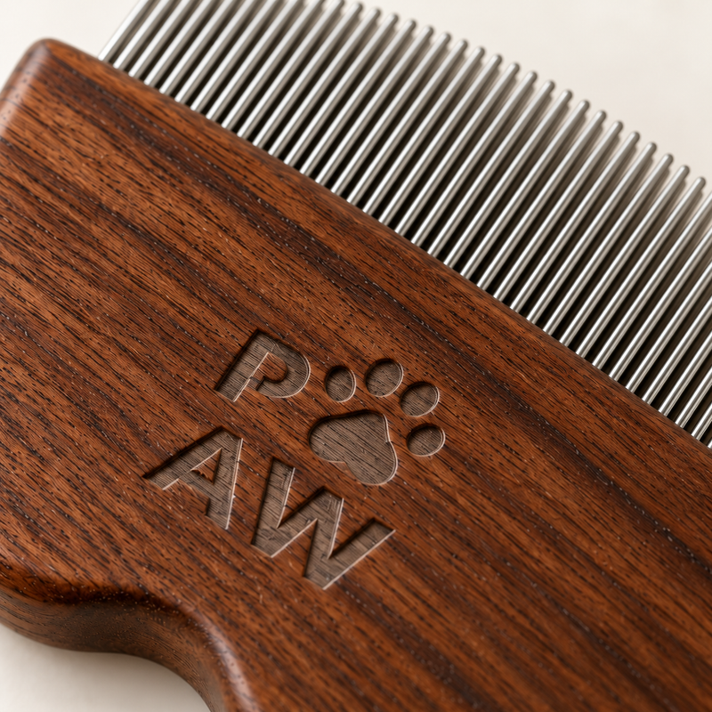 PAW Strumenti per la Toelettatura - Pettine Mini per Pulci e Zone Delicate - Noce