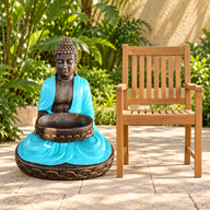Grande Buddha Seduto con Ciotola in Turchese e Pietra 80cm
