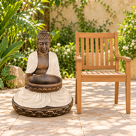Buddha Seduto Grande in Sabbia e Pietra con Ciotola 80cm