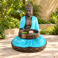 Grande Buddha Seduto con Ciotola in Turchese e Pietra 80cm