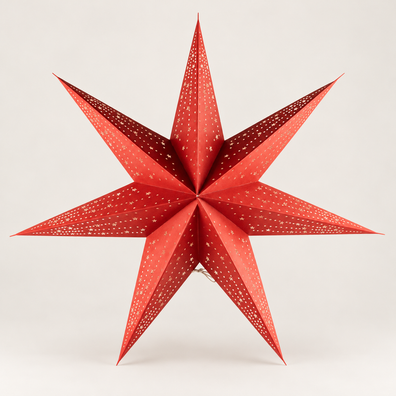 Lampada a Stella - Rosso Portafortuna - Sette Punte - 60cm