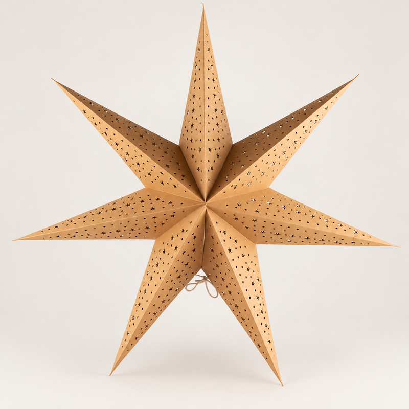 Lampada a Stella - Marrone Naturale - Sette Punte - 60cm
