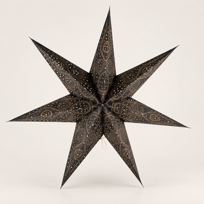 Lampada a Stella - Aurora Boreale Nera a Sette Punte - 60cm