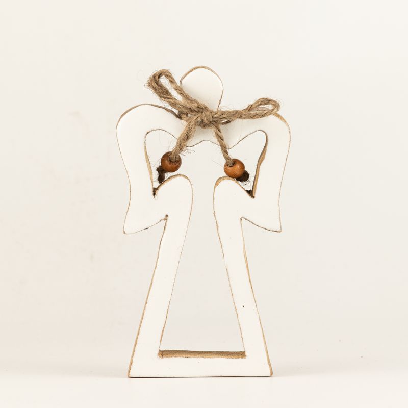 Piccolo Angelo Halo in Legno di Mango - Smalto Bianco