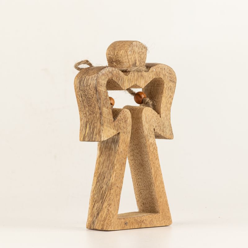Piccolo Angelo Halo in Legno di Mango - Smalto Bianco