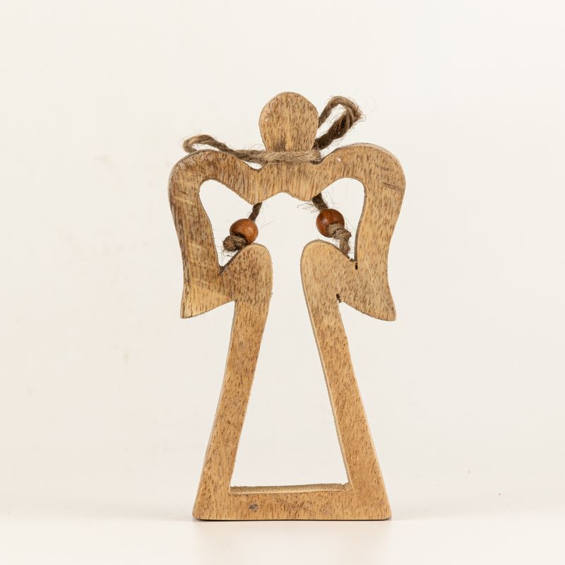Piccolo Angelo Halo in Legno di Mango - Smalto Bianco