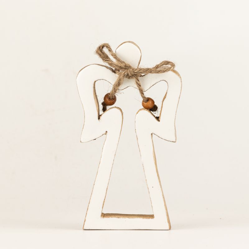 Piccolo Angelo Halo in Legno di Mango - Smalto Bianco