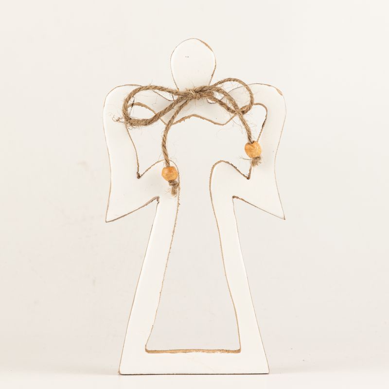Angelo Halo in Legno di Mango Medio - Smalto Bianco
