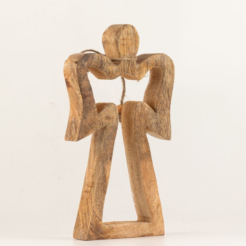 Angelo Halo in Legno di Mango Medio - Smalto Bianco