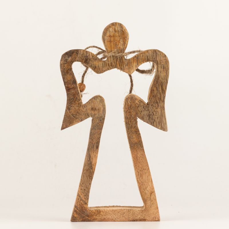Angelo Halo in Legno di Mango Medio - Smalto Bianco