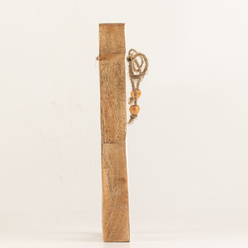 Angelo Halo in Legno di Mango Medio - Smalto Bianco