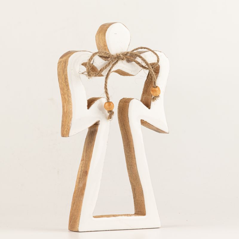 Angelo Halo in Legno di Mango Medio - Smalto Bianco