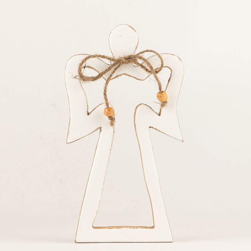 Angelo Halo in Legno di Mango Medio - Smalto Bianco