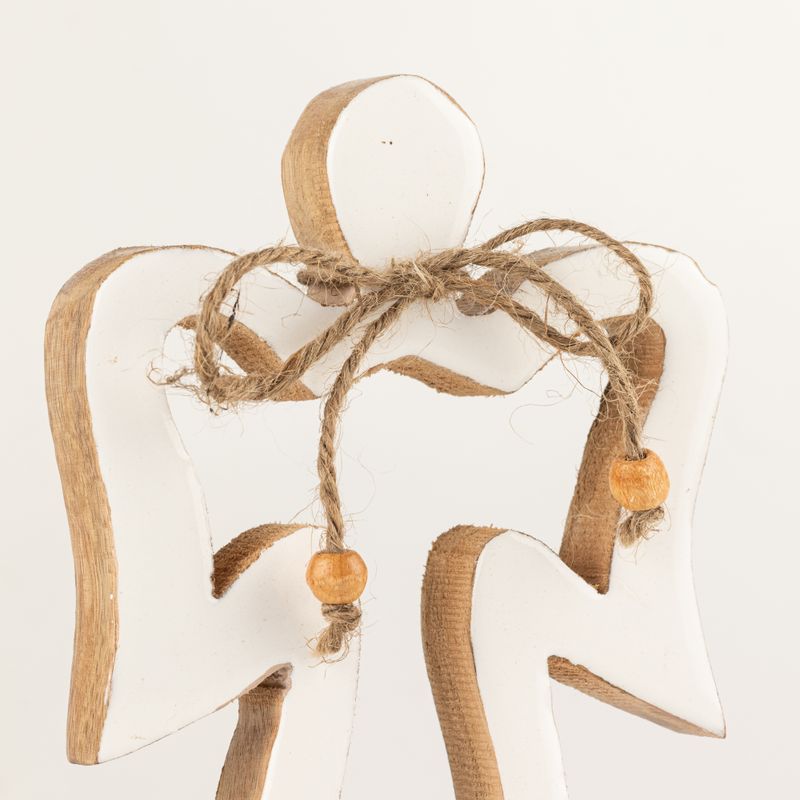 Angelo Halo in Legno di Mango Medio - Smalto Bianco