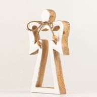 Angelo Halo in Legno di Mango Medio - Smalto Bianco