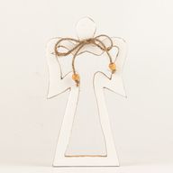 Angelo Halo in Legno di Mango Medio - Smalto Bianco