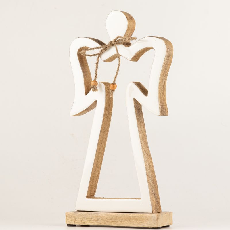 Angelo Halo Grande in Legno di Mango - Smalto Bianco